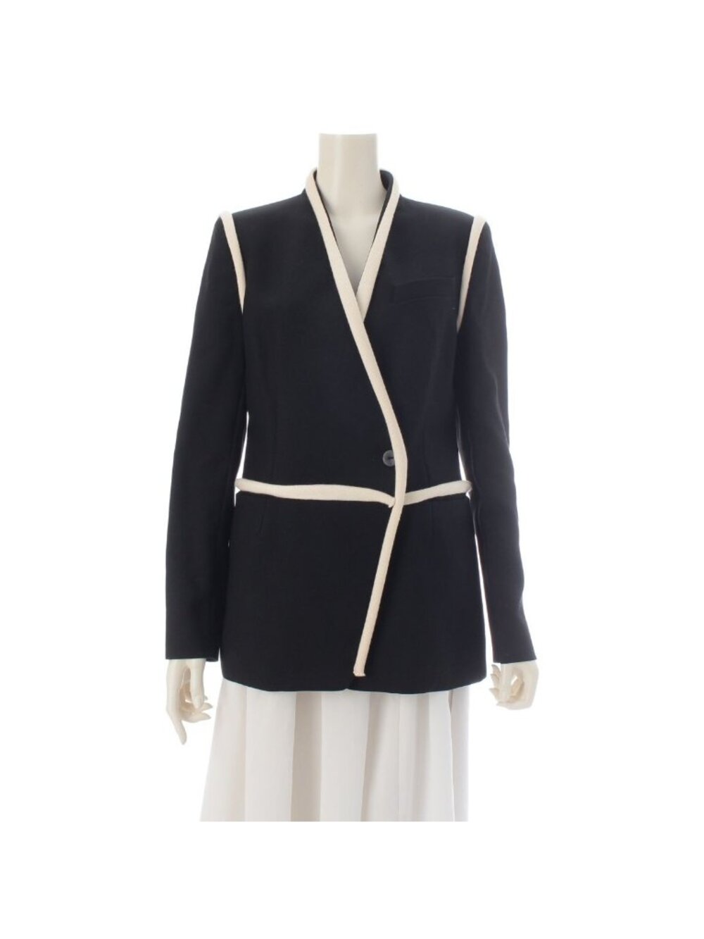 Louis Vuitton Wool Rayon Bicolor Tailored Jacket Black White 36